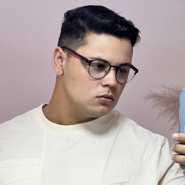 Armação de Óculos 5510 Redondo Preto e Vermelho